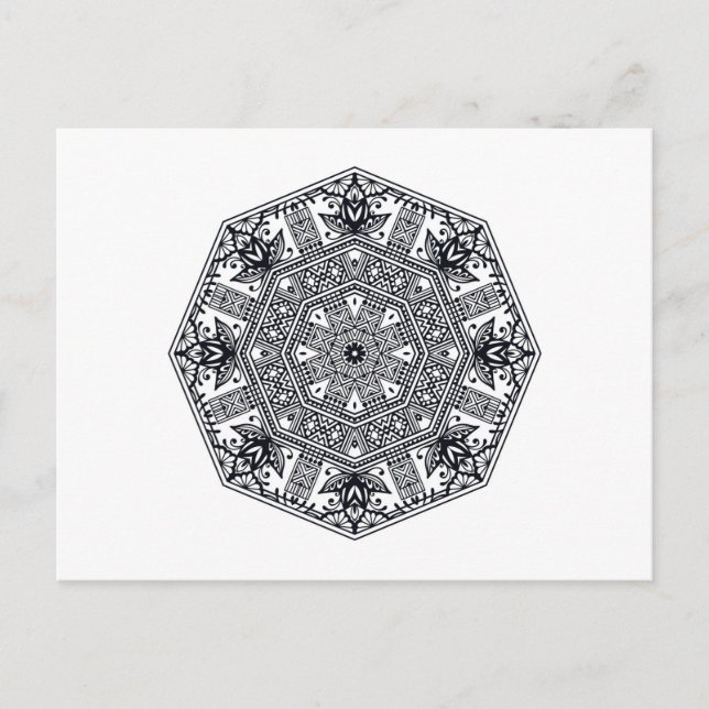 Postal Ornamento redondo de Mandala (Anverso)