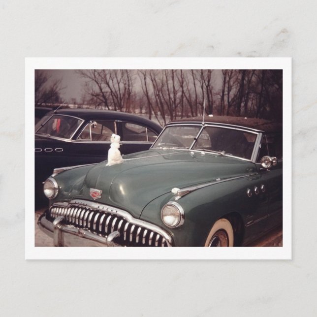 Postal Ornamento retro de Hod de Snowman de los años 50 (Anverso)