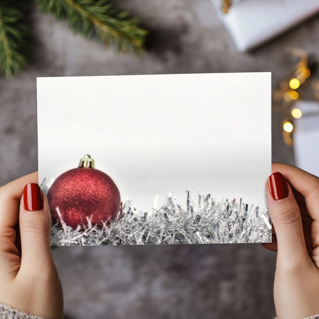 Postal ornamento rojo purpurinoso de Navidad y mejillón d (Subido por el creador)