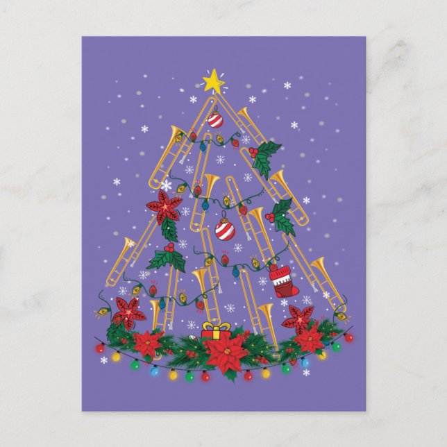 Postal Ornamentos de árbol de Navidad trombónicos Banda m (Anverso)