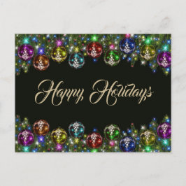 Postal Ornamentos de Navidad coloridos Negro