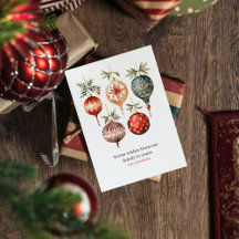 Ornamentos navideños de color de agua vintage