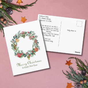 Postal Ornamentos y guirnaldas de Navidad retro vintage d