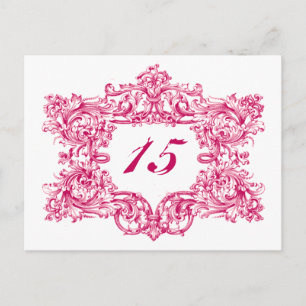 Postal Ornar números de tabla de marcos rosados