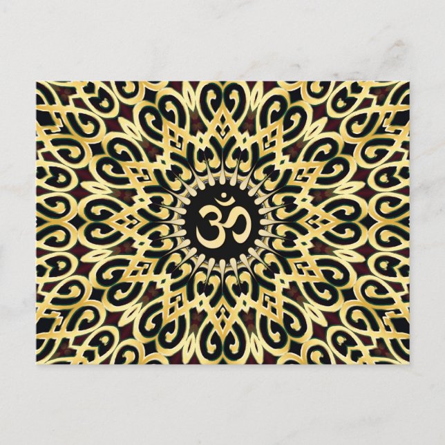 Postal Ornate Arabesque Black + Gold OM Postcard (Anverso)