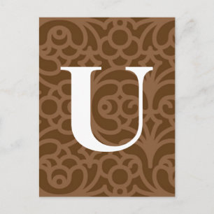 Postal Ornate Floral Monograma - Letra U