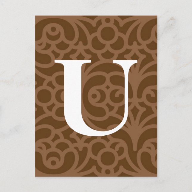 Postal Ornate Floral Monograma - Letra U (Anverso)