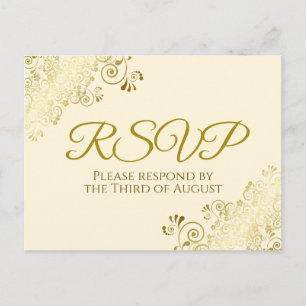 Postal Ornate Gold Filigree Elegant Cream Wedding RSVP