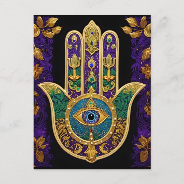 Postal Ornate Gold Third Eye Hamsa (Anverso)