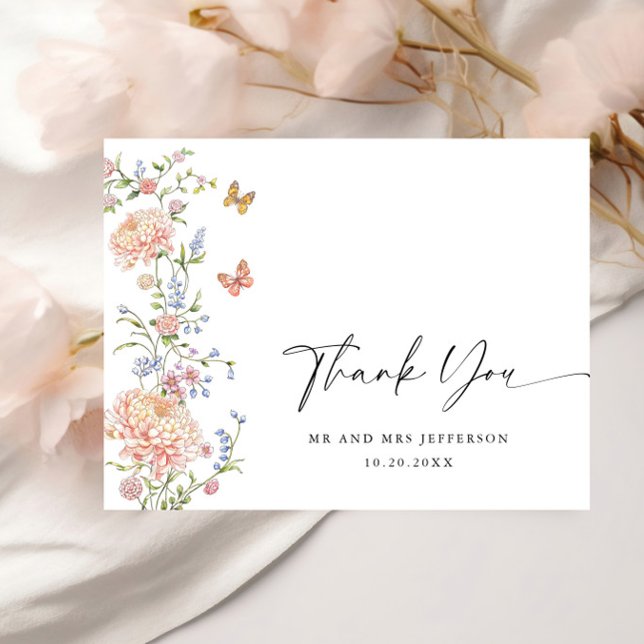 Postal Ornate Grace Pastel Rubor Boda Floral Gracias (Subido por el creador)