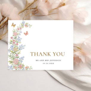 Postal Ornate Grace Pastel Rubor Boda Floral Gracias