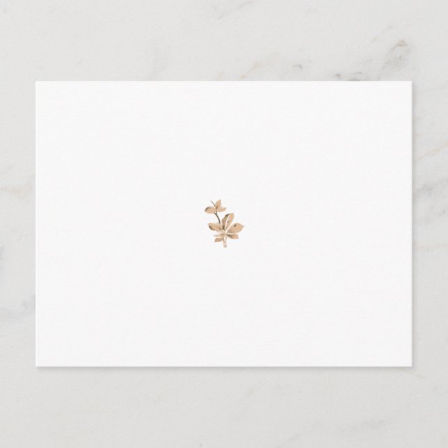 Postal Ornato, diseño floral beige con tallo marrón oscur (Anverso)