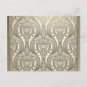 Postal Oro, arte nuevo, deco, blanco, moda, elegante, her