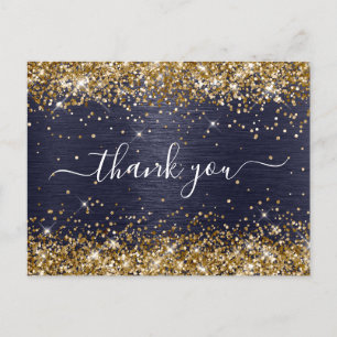 Postal Oro Brillante Azul Medianoche Foil Cumpleaños Grac