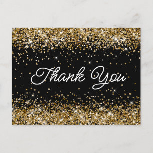 Postal Oro Brillante Negro Cumpleaños 21 Script Agradecim