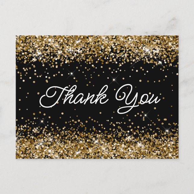 Postal Oro Brillante Negro Cumpleaños 21 Script Agradecim (Anverso)