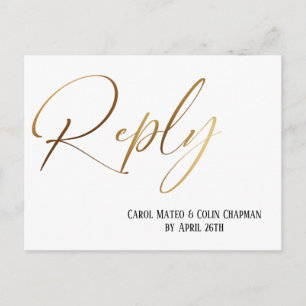 Postal Oro Casual Escritura a Mano RSVP Solicitud de Canc