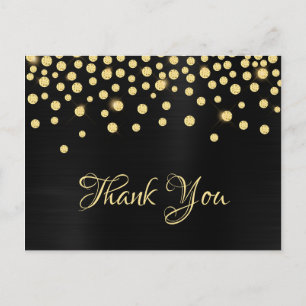Postal Oro Diamante Confeti Satén Negro Gradiente Foil