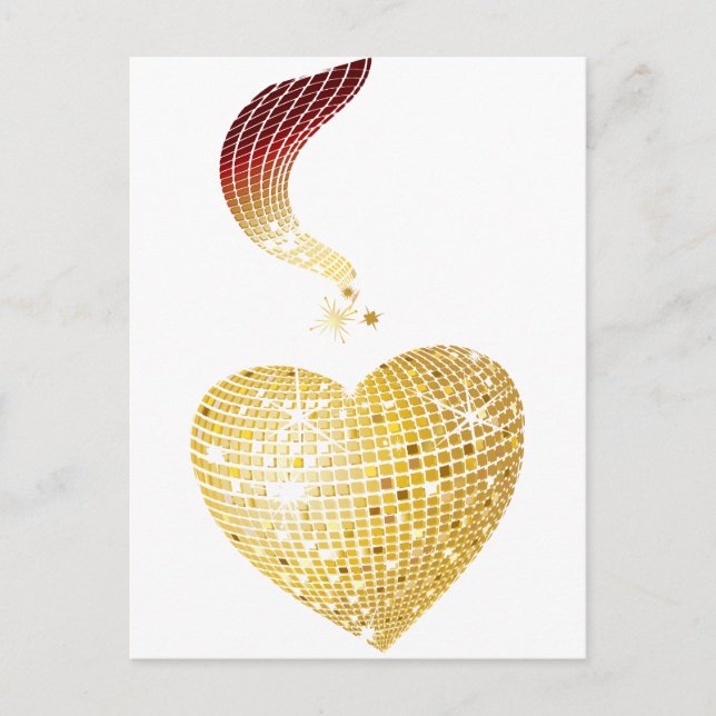 Postal Oro Disco Ball Heart (Anverso)