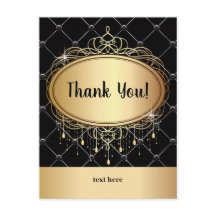 oro, elegante, negro, purpurina, carta de agradeci
