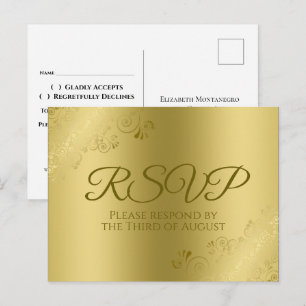 Postal Oro en la elegante boda de filigrí floral de oro R