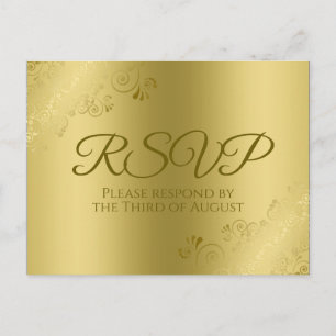 Postal Oro en la elegante boda de filigrí floral de oro R