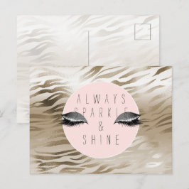 Postal Oro Glam Glitzy Plata Brillo Ojos Rayas
