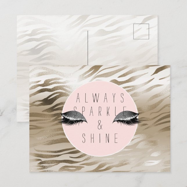 Postal Oro Glam Glitzy Plata Brillo Ojos Rayas   (Anverso / Reverso)