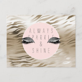 Postal Oro Glam Glitzy Plata Brillo Ojos Rayas