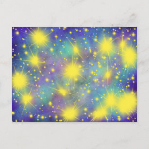 Postal Oro Glory Stars Aqua Blue Moderan Christian Art