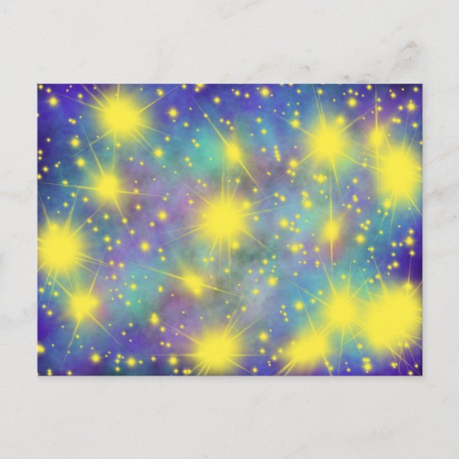 Postal Oro Glory Stars Aqua Blue Moderan Christian Art (Anverso)