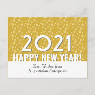 Postal ORO moderno   Copos de nieve   Feliz Año Nuevo   2