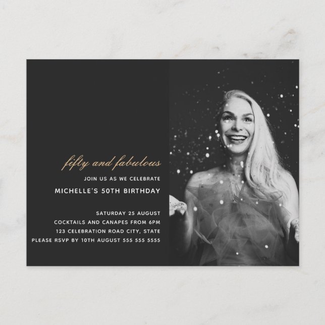 Postal Oro Negro 50 y Fabuloso Arte Deco Foto 50th (Anverso)