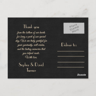 Postal Oro Real Negro Agradecimiento de Boda Great Gatsby