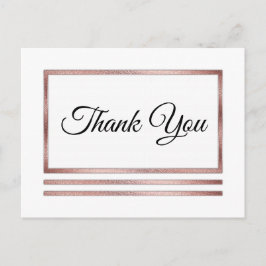 Postal Oro rosa | Blanco Moderno, Simple Elegante Gracias