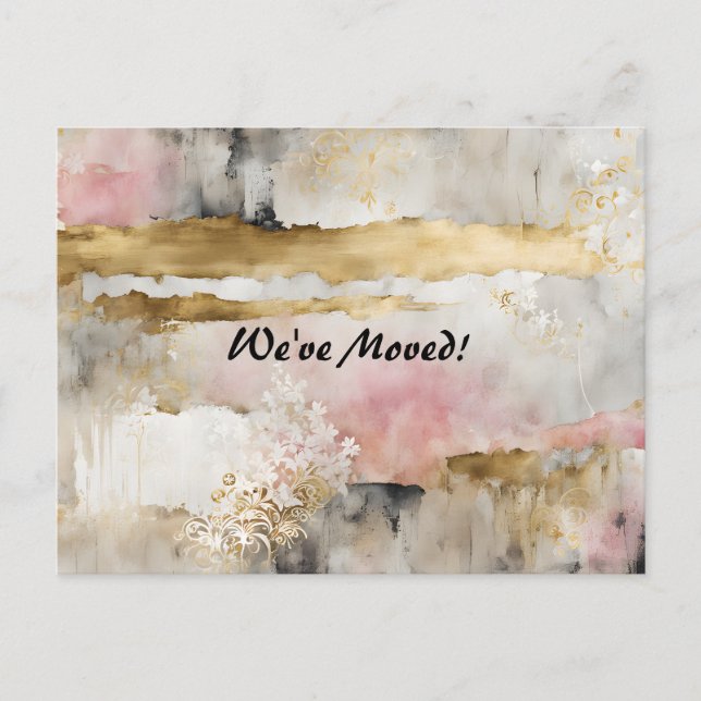 Postal Oro Rosa Gris Wabi Sabi Nueva Dirección (Anverso)