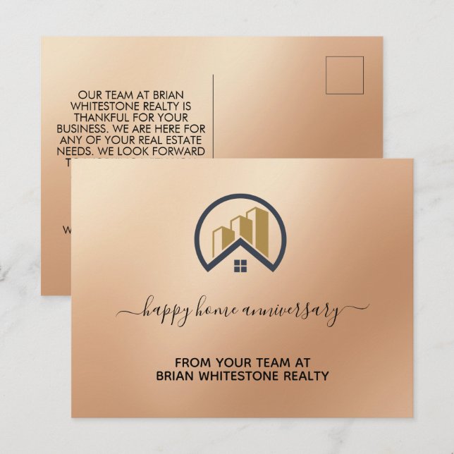 Postal Oro rosa | Inmobiliaria de color rojo (Anverso / Reverso)