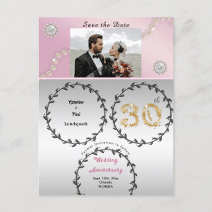 Postal Oro Rosa y aniversario de Perlas 30 salva la fecha