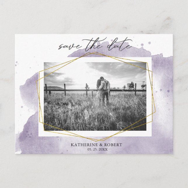 Postal Oro seco y morado | Foto Guardar la fecha (Anverso)