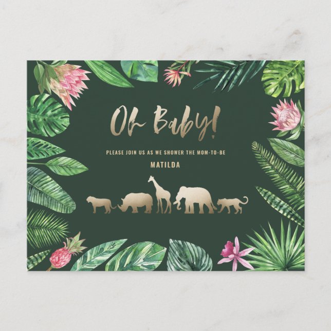 Postal Oro tropical moderno colorido mamá-a-ser (Anverso)