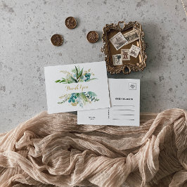 Postal Oro vintage y eucalipto verde gracias