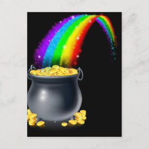 Postal Oro y arco iris