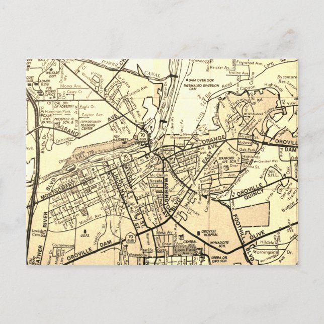 Postal Oroville, CA Vintage Map (Anverso)