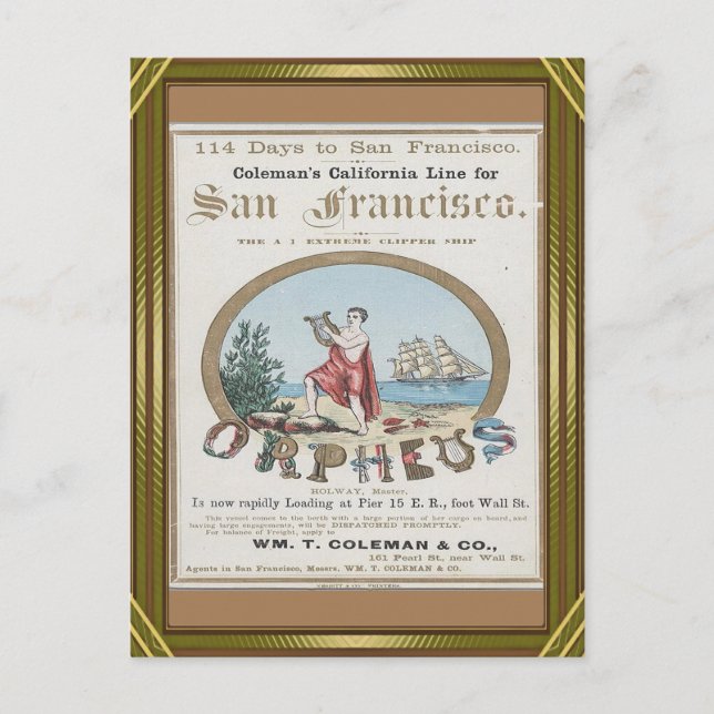Postal Orpheus Clipper Sailing (Anverso)