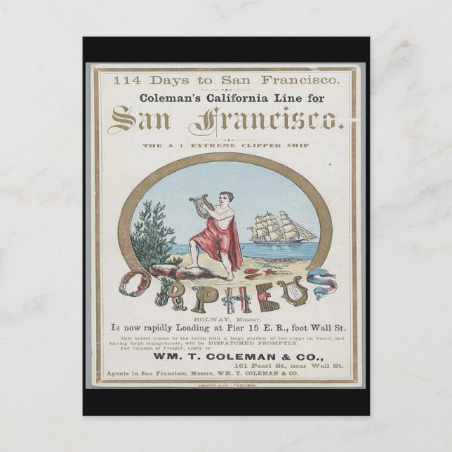Postal Orpheus Clipper Sailing (Anverso)