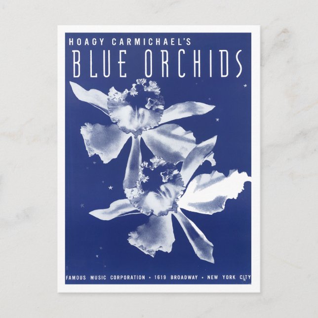 Postal "Orquidas azules" de Hoagy Carmichael (Anverso)
