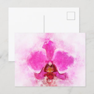 Postal Orquídea acuarela - wb rosa 02