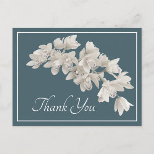 Postal Orquídea Blanca Moderna Elegante Botánica Agradeci