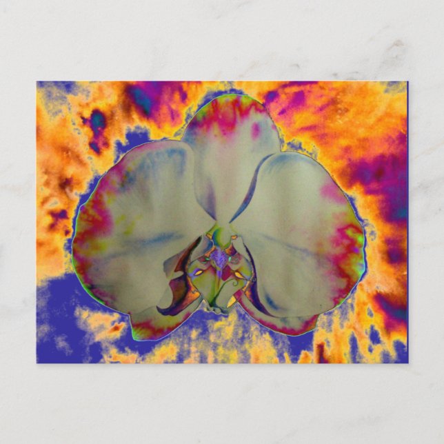 Postal Orquídea de fuego, acuarela abstracta floral (Anverso)