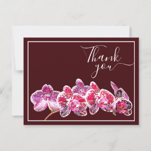 Postal Orquídea de Venas Rojas Contra Fondo de Vino Graci
